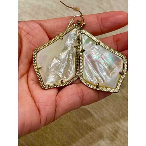 Kendra Scott Alexandra Large Mother of Pearl Drop Earrings in Gold Tone - Picture 8 of 11